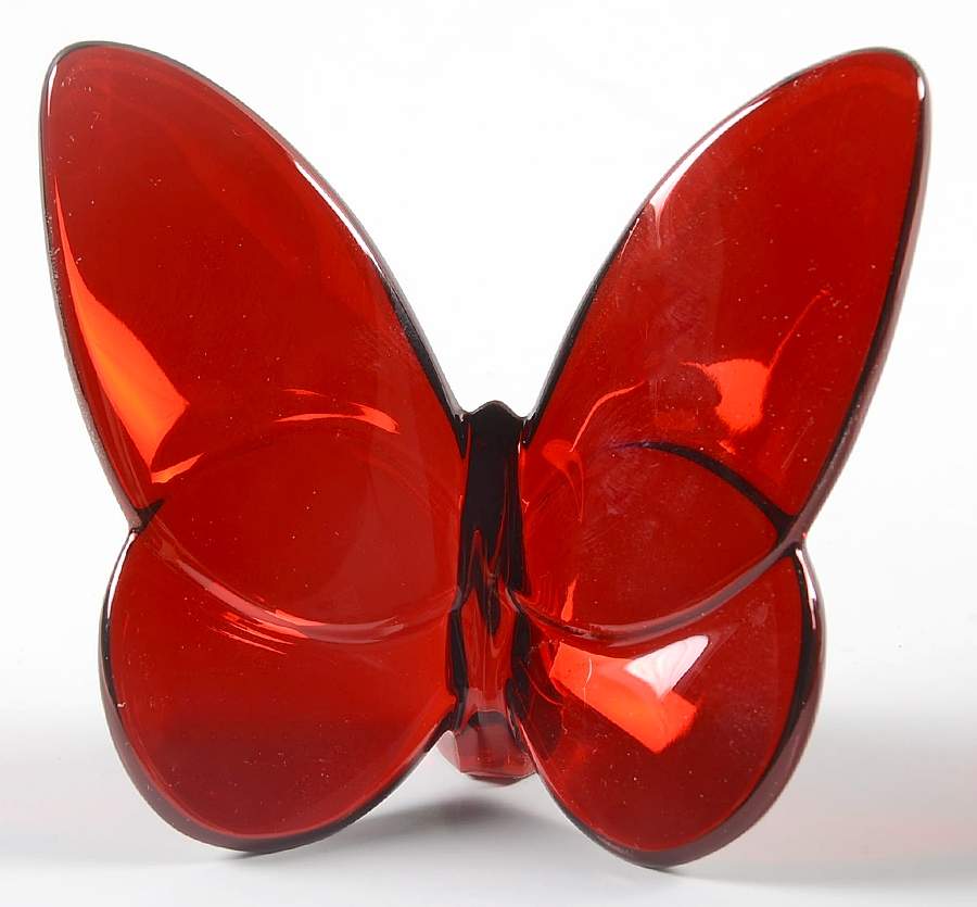 Baccarat Crystal Figurines Lucky Butterfly-Ruby Mirror - Nb980, No Box by Baccarat-1