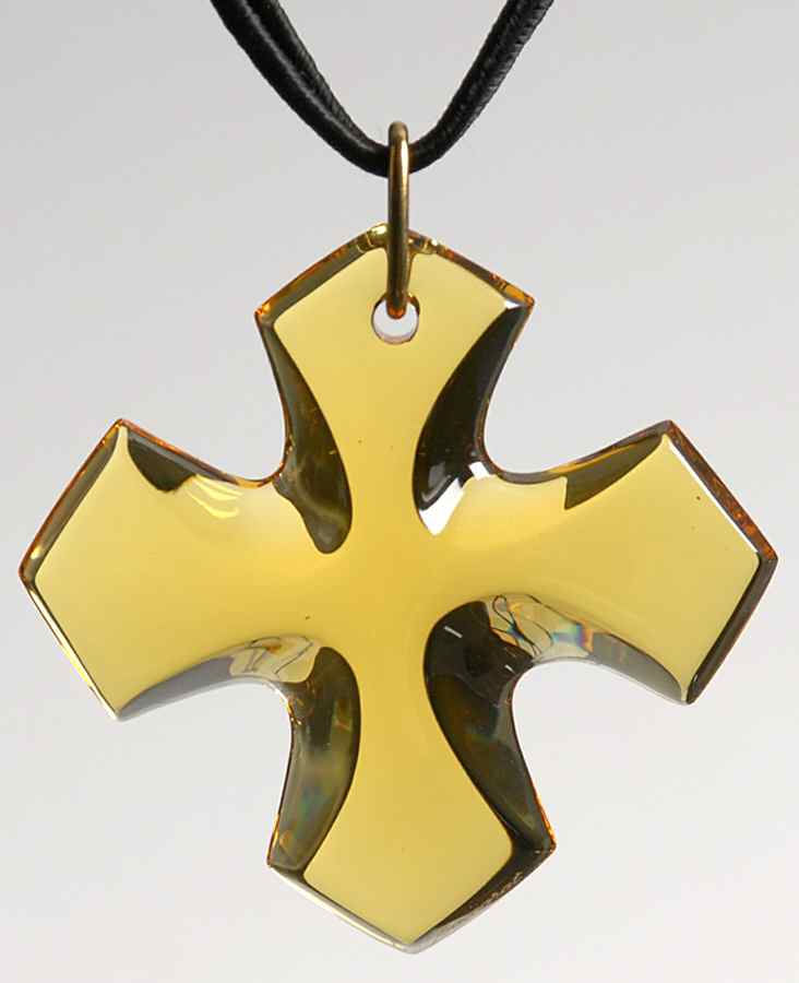 Crystal Pendants Occitan Cross Pendant - Amber - No Box by Baccarat-1