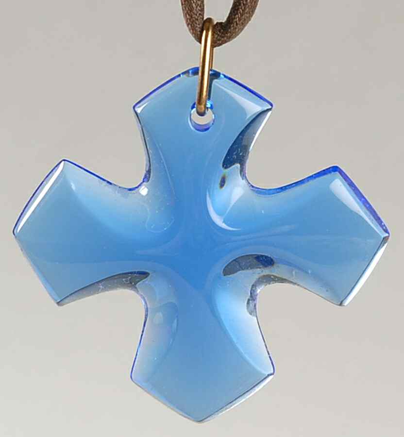 Crystal Pendants Occitan Cross Pendant - Blue - Boxed by Baccarat-1