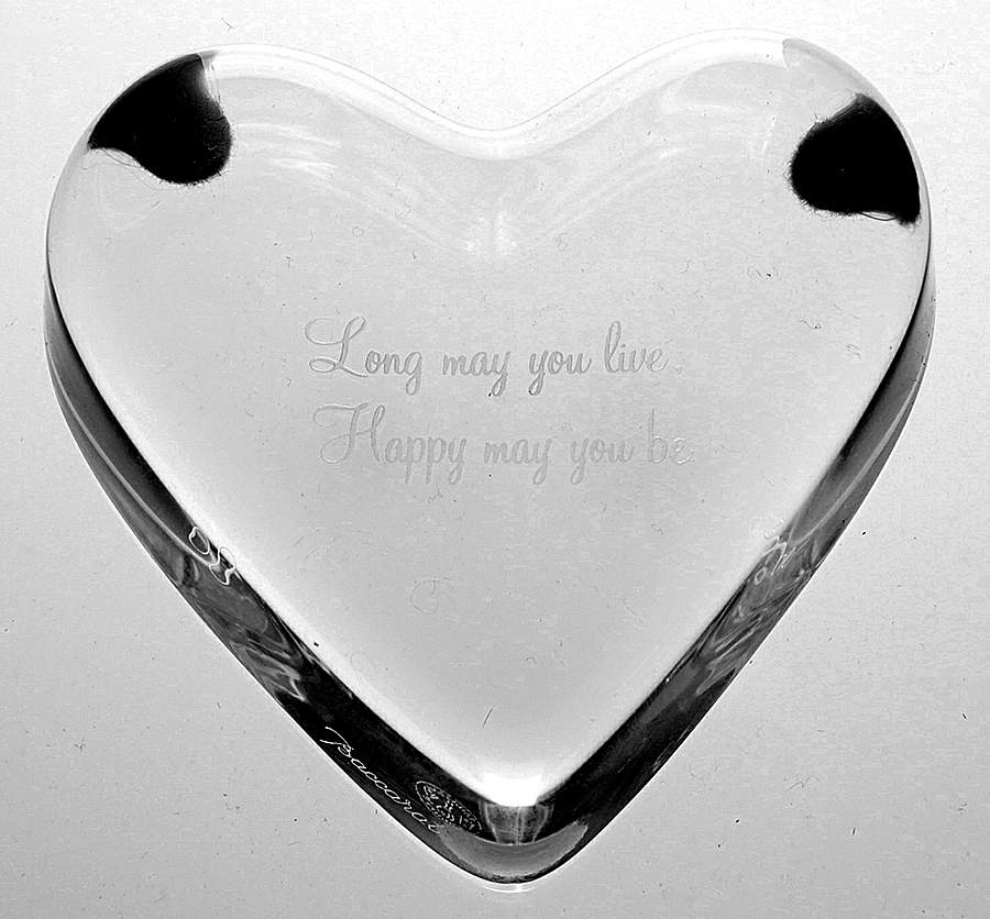 Baccarat Paperweight Heart-Long May You Live Happy May You Be - No Box by Baccarat-1