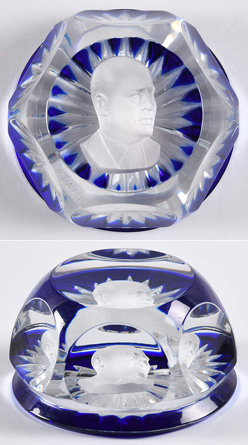 Sulphide Paperweight Sam Rayburn - Cobalt Star Cut - Boxed by Baccarat-1