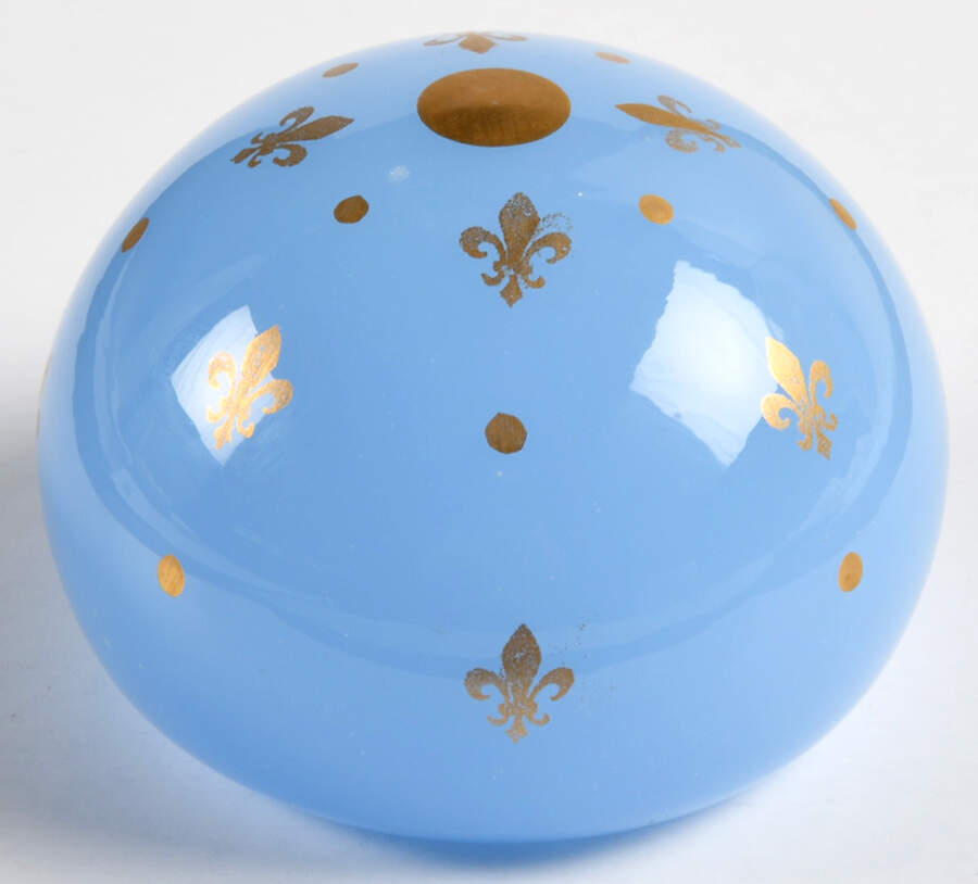 Baccarat Paperweight Blue Opaline Fleur De Lis - No Box by Baccarat-1