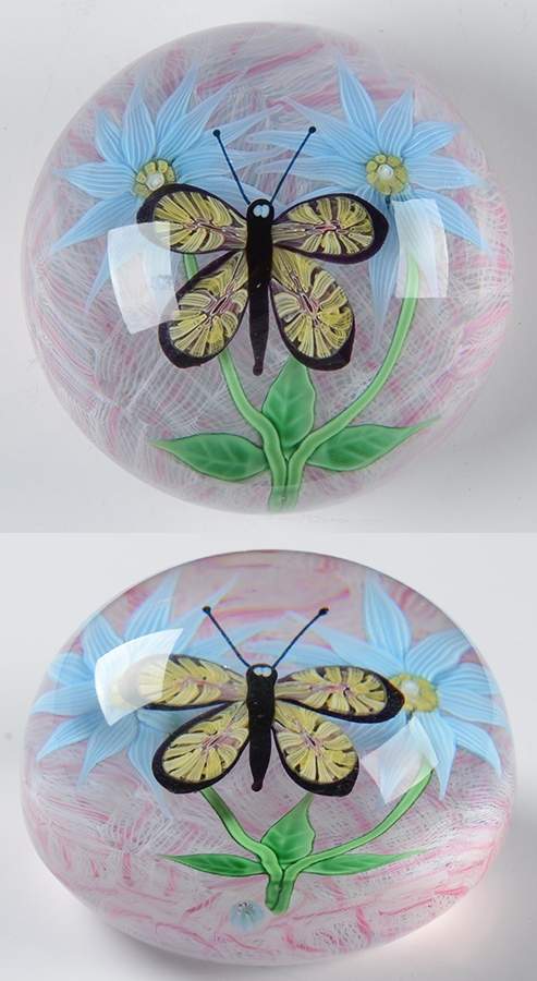 Limited Edition Dated Paperweight Butterfly With Windflower - With Box by Baccarat-1