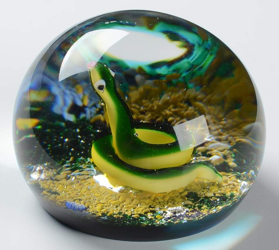 Limited Edition Dated Paperweight Green Snake - Boxed by Baccarat-1