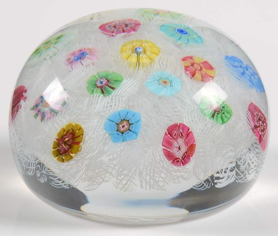 Millefiori Cane Paperweight Scattered Millefiori - Pearl Seeding - Boxed by Baccarat-1