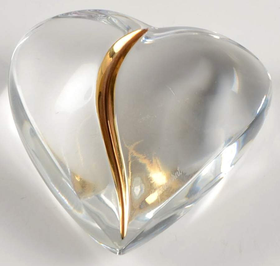Baccarat Paperweight Heart With Gold Swirl - Boxed by Baccarat-1
