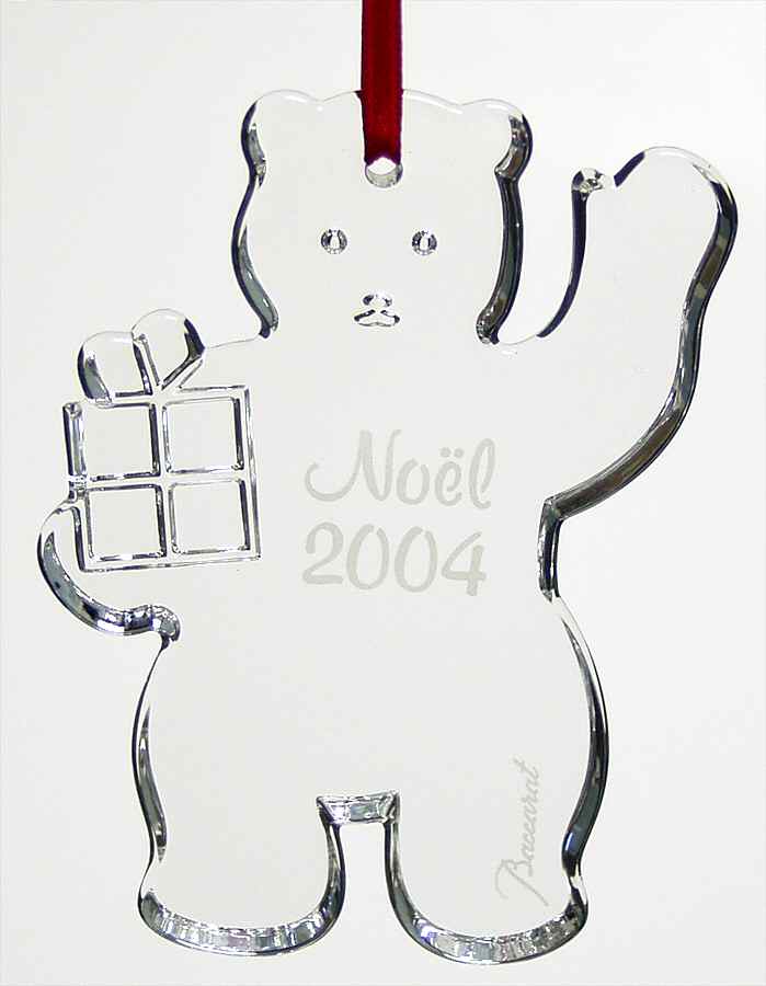 Baccarat Annual Ornament Noel-Teddy Bear With Gift - Boxed by Baccarat-1