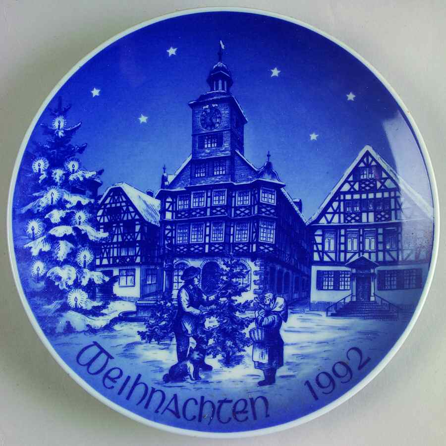 Christmas Plate Market Place In Heppenheim - No Box by Bareuther & Co-1