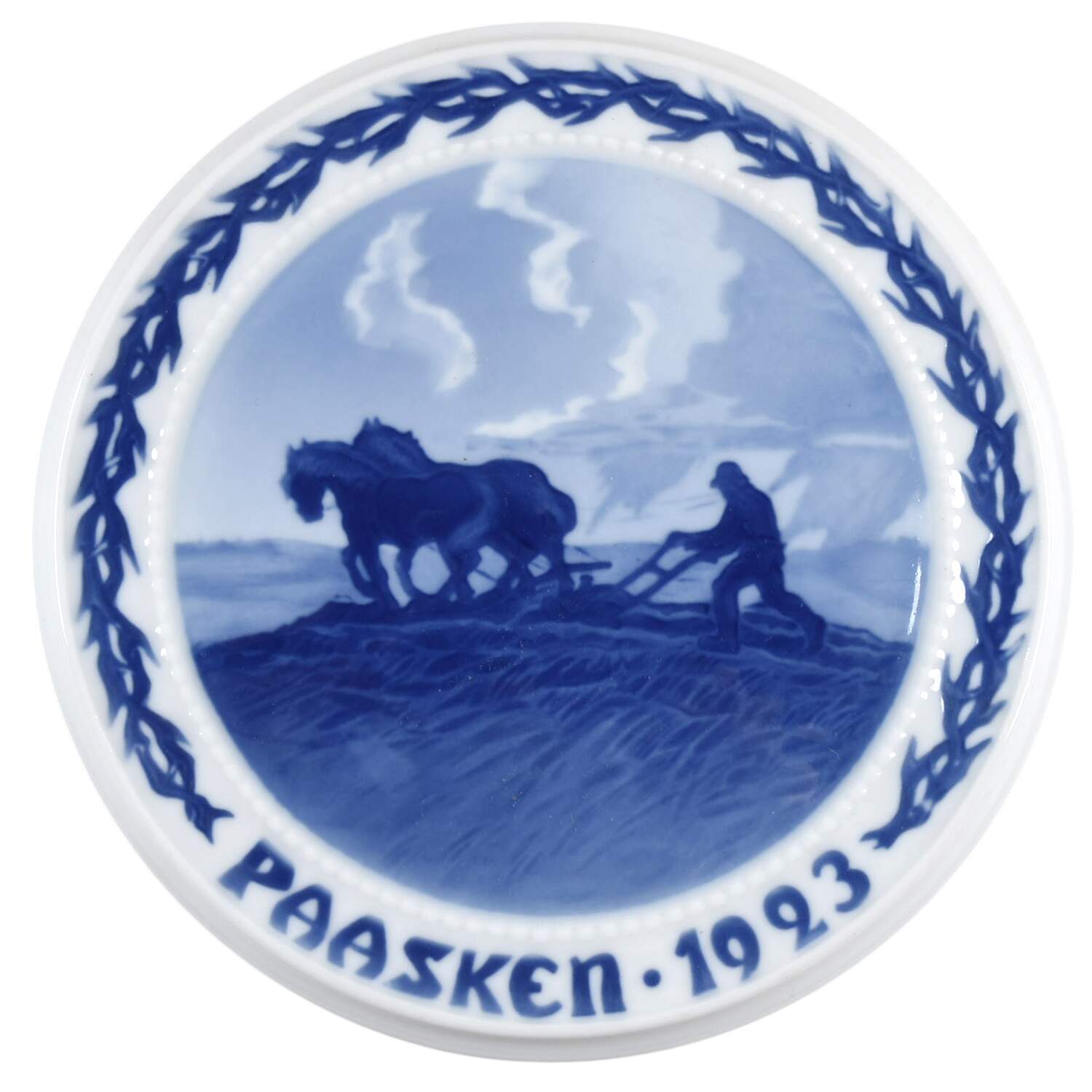 Easter Plates 1923-Man Plowing - Boxed by Bing & Grondahl-1