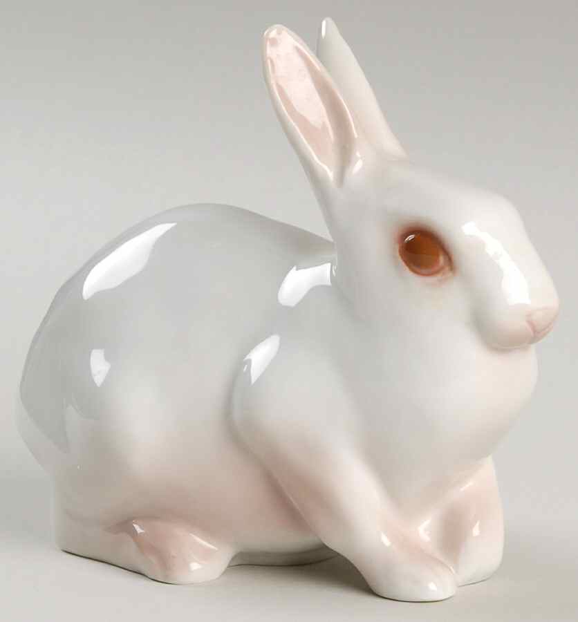 Animals-Farm and Domestic White Rabbit Sitting - No Box by Bing & Grondahl-1