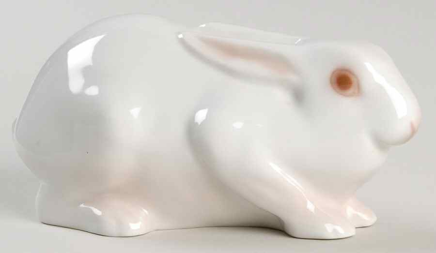 Animals-Farm and Domestic White Rabbit Lying - No Box by Bing & Grondahl-1