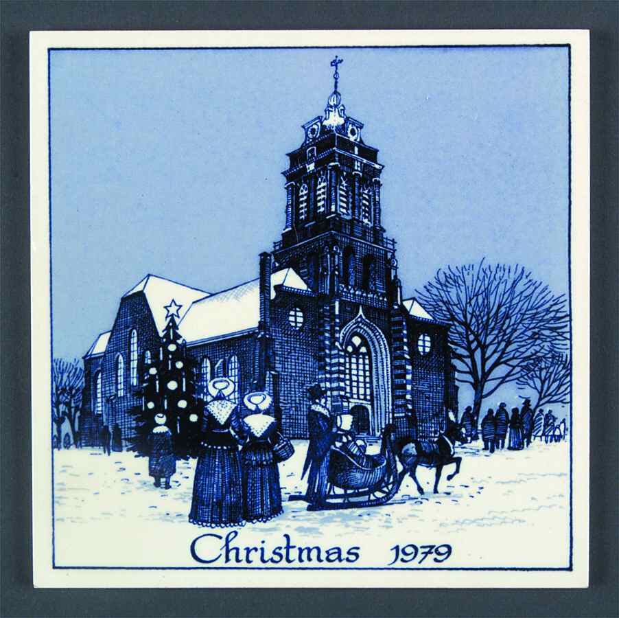 Blue Delft Christmas Tile Church At Schoonhoven - Boxed by Blue Delft-1