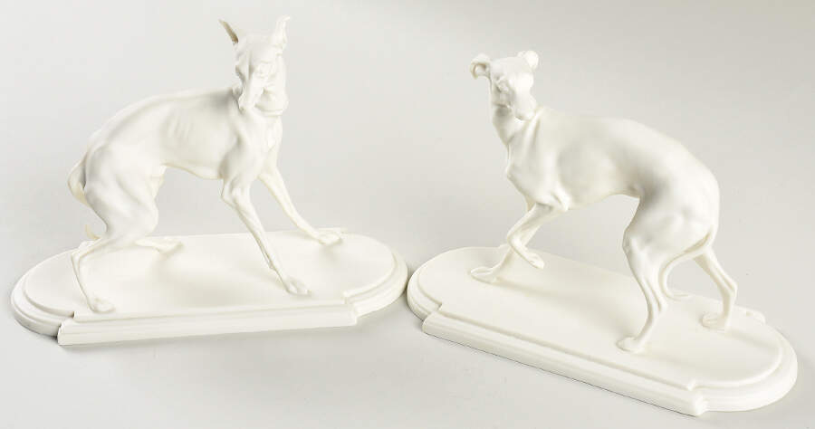 Boehm Animals Whippets-Bisque White-Pair - No Box by Boehm-1