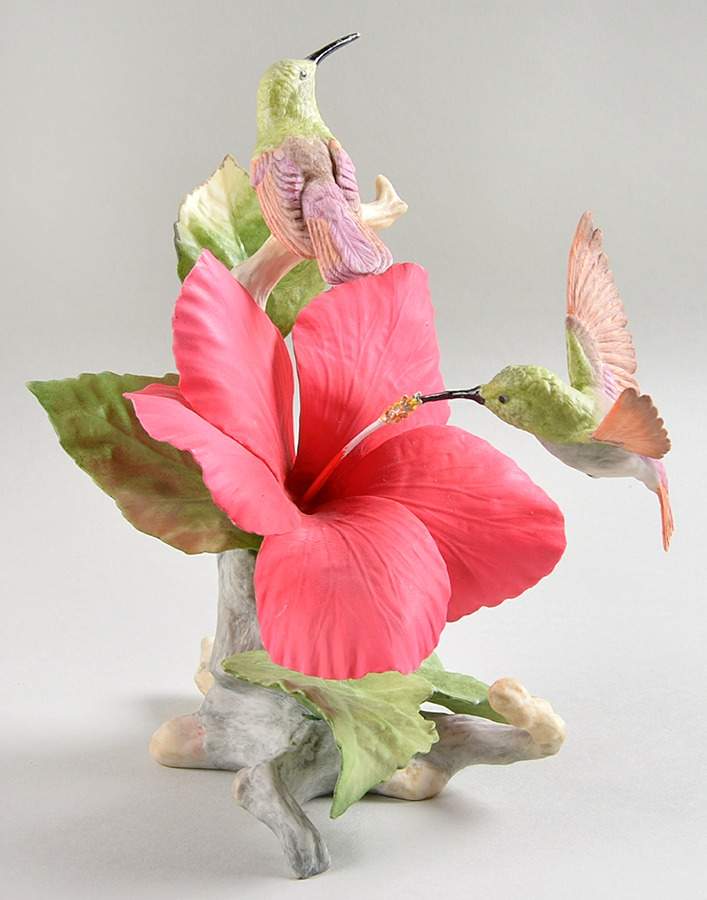 Boehm Birds Berylline Hummingbirds & Hibiscus - No Box by Boehm-1