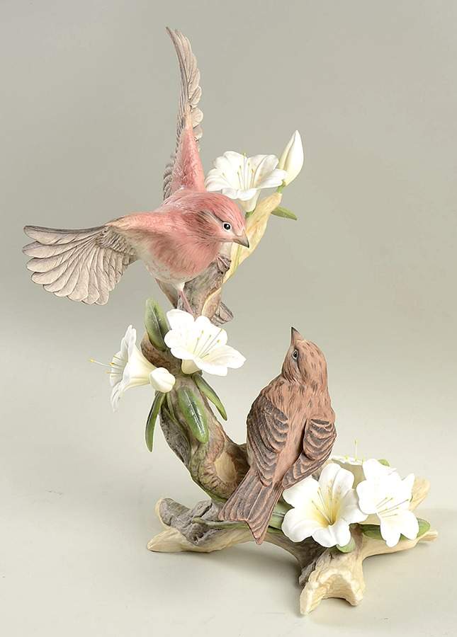 Boehm Birds Purple Finches With Azaleas - No Box by Boehm-1