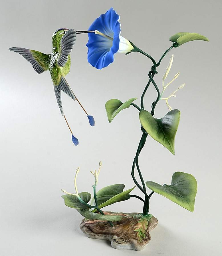 Boehm Birds Raquet-Tail-Hummingbird With Morning Glo - No Box by Boehm-1