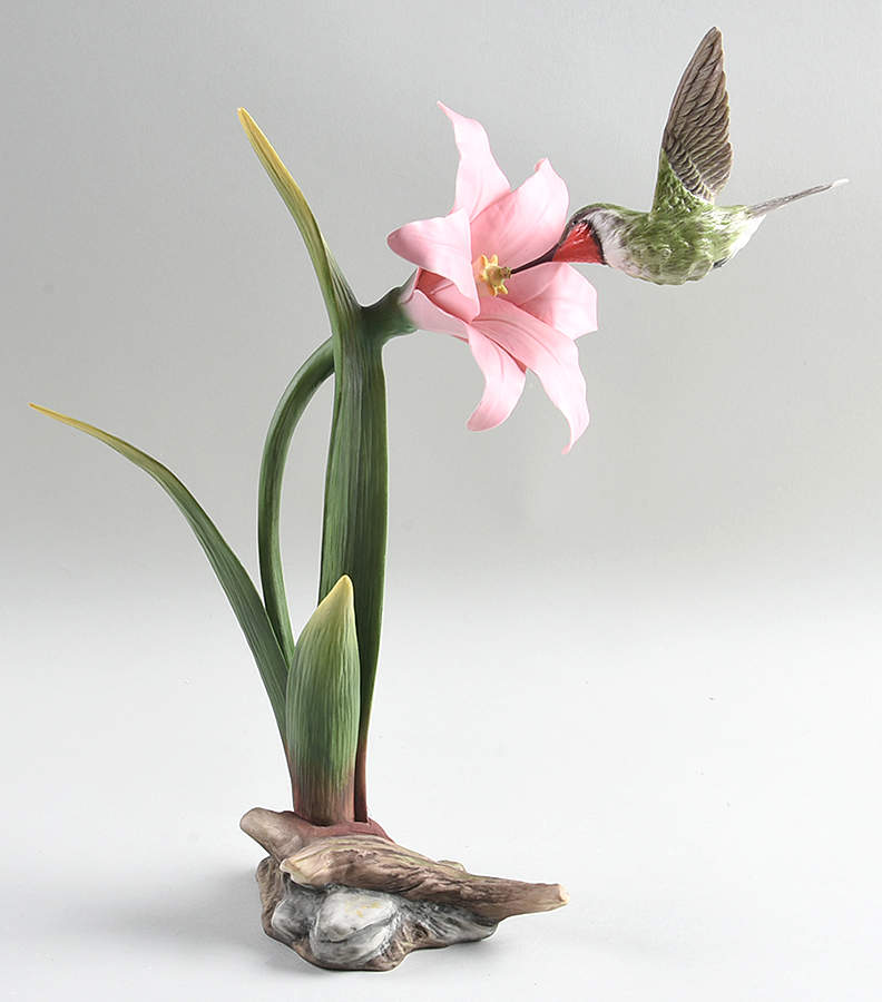 Boehm Birds Ruby Throated Hummingbird On Moundlily - No Box by Boehm-1