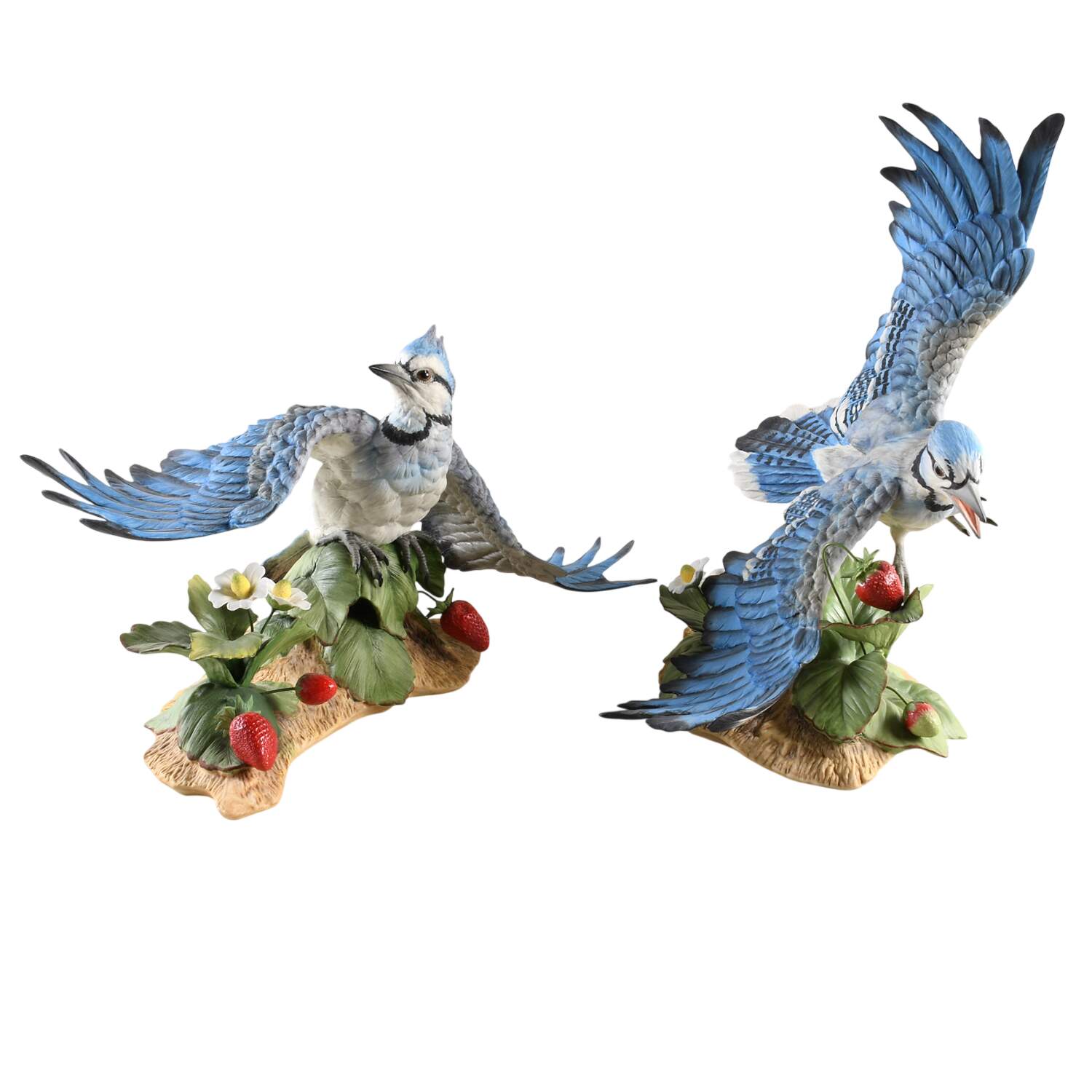 Boehm Birds Blue Jay W/ Strawberries-Pair - Nb1020, No Box by Boehm-1