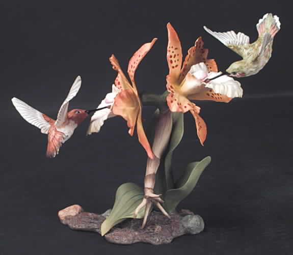 Boehm Birds Rufous Hummingbirds With Cattleya Orchid - No Box by Boehm-1