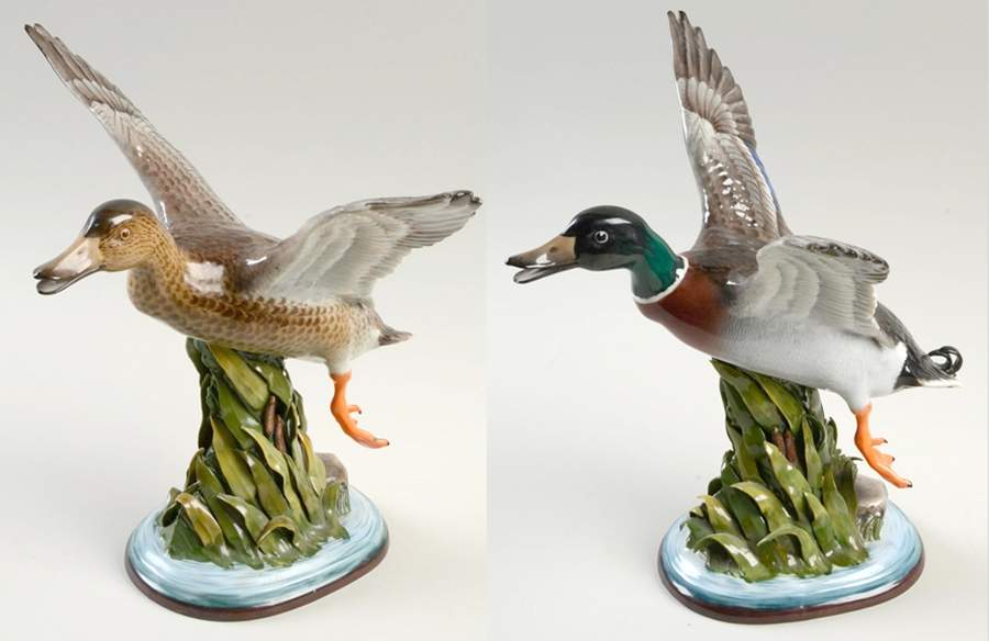 Boehm Birds Mallard Pair-Leaves Applied - No Box by Boehm-1