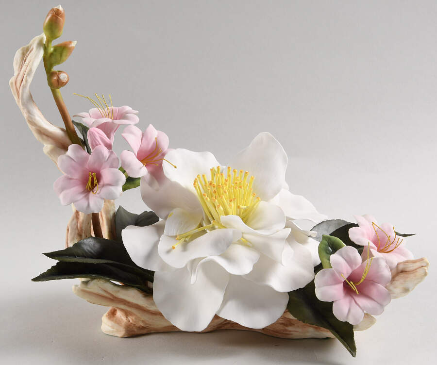 Flower Sculptures White Empress Camellia With Azalea - No Box by Boehm-1