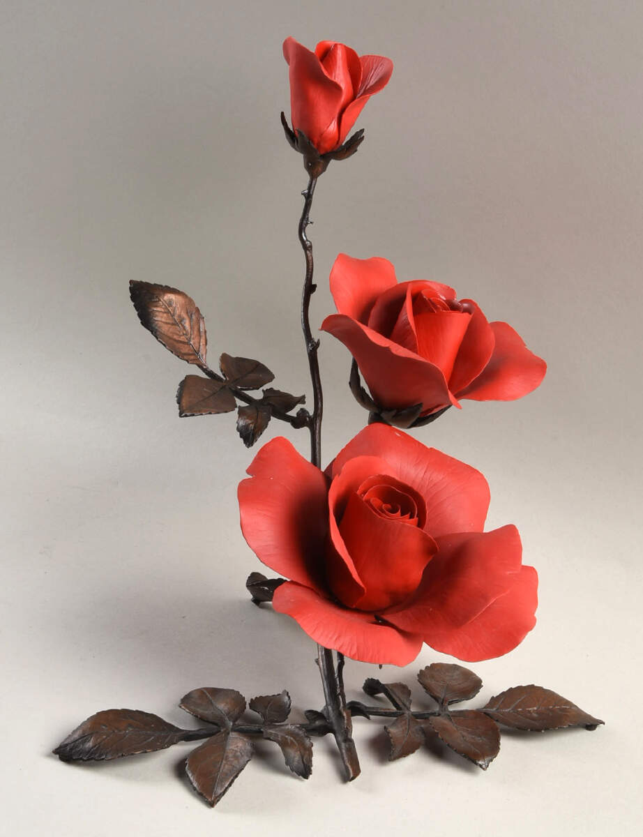Porcelain & Bronze-Flowers Burning Love Centerpiece - No Box by Boehm-1