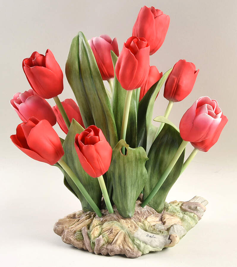 Flower Sculptures Tulips Red - No Box 258 by Boehm-1