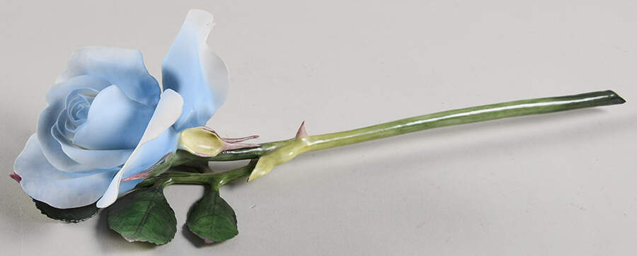 Flower Sculptures Blue Rose Stem - No Box by Boehm-1