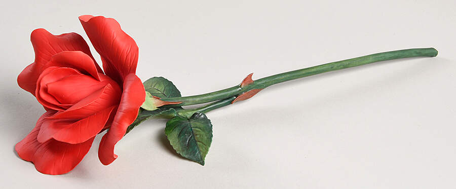 Flower Sculptures Red Rose Stem - No Box by Boehm-1