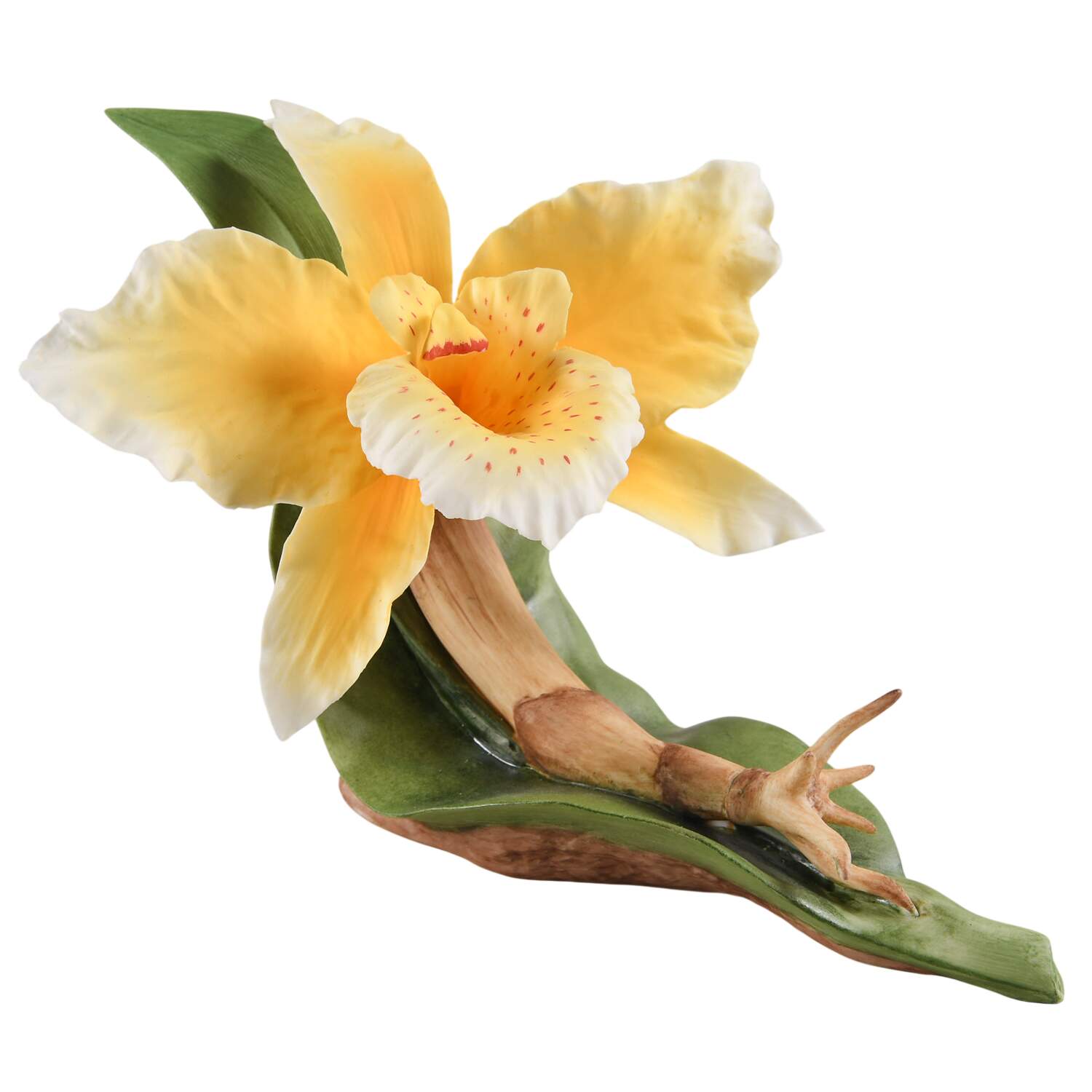 Flower Sculptures Cattleya Orchid-Yellow - No Box by Boehm-1