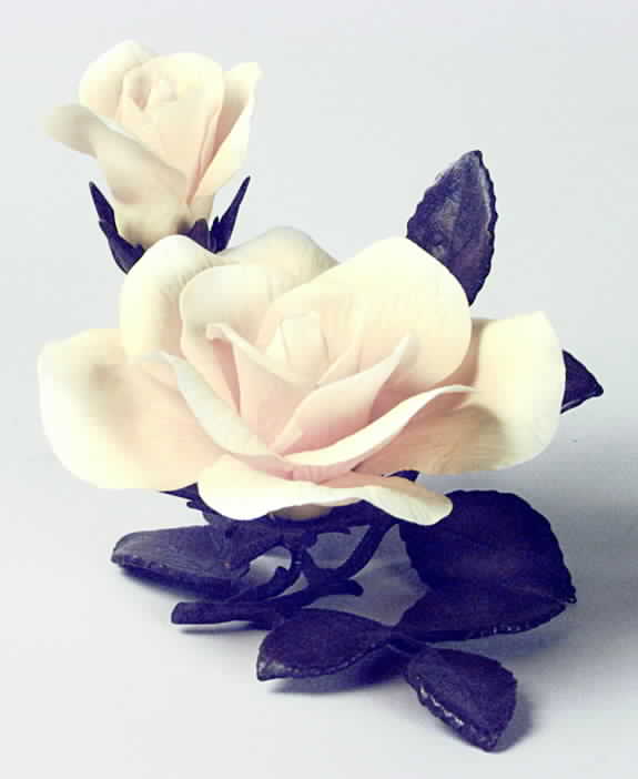 Porcelain & Bronze-Flowers Rose Of Romance-Yellow  - No Box by Boehm-1