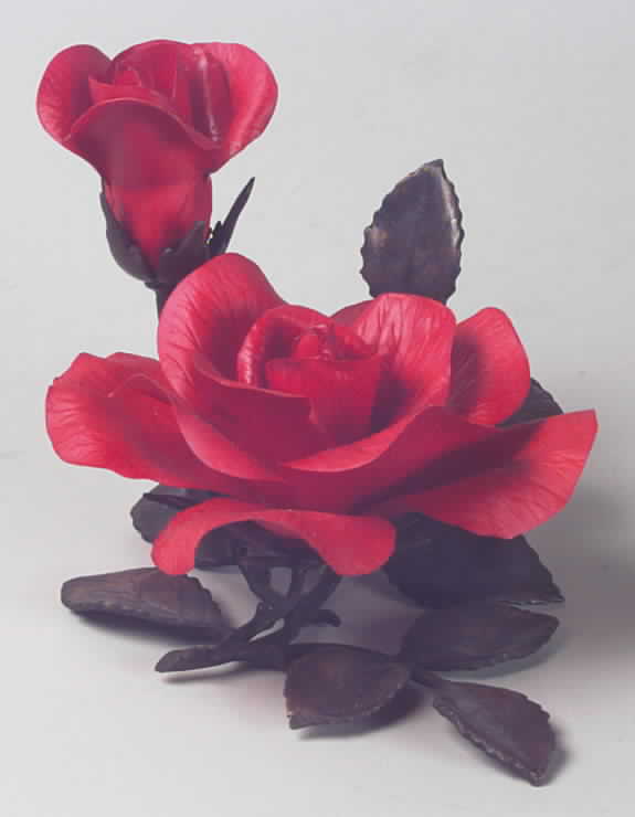 Porcelain & Bronze-Flowers Rose Of Romance-Red - No Box by Boehm-1