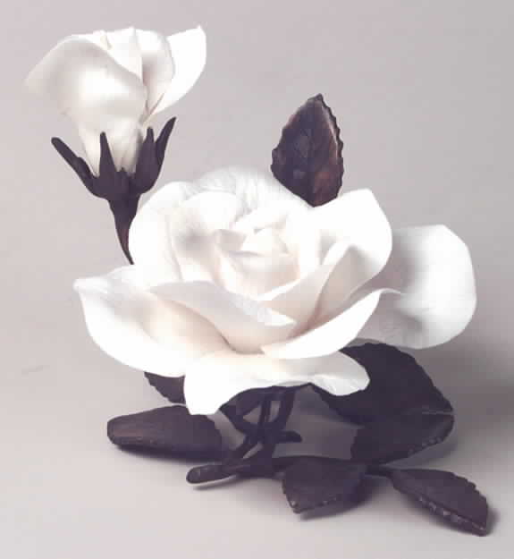 Porcelain & Bronze-Flowers Rose Of Romance-White - No Box by Boehm-1
