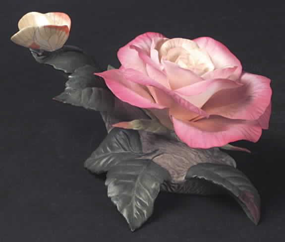 Flower Sculptures French Parfum Rose With Butterfly - No Box by Boehm-1