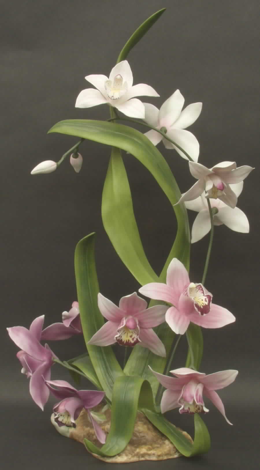 Flower Sculptures Orchid Cymbidium-Centerpiece - No Box by Boehm-1
