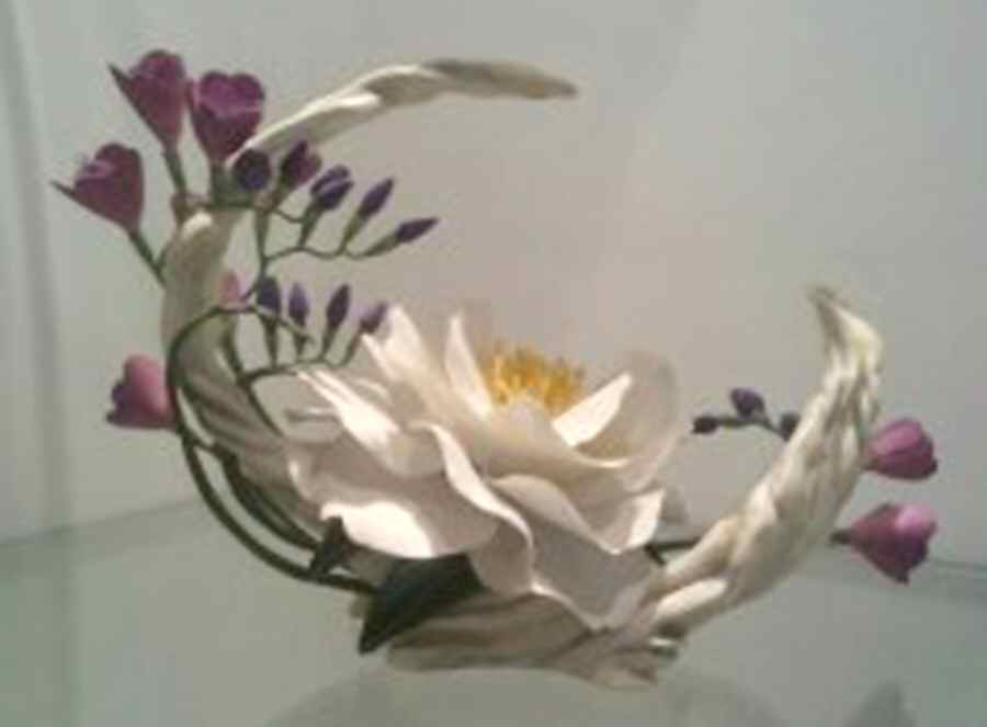 Flower Sculptures Camellia-Swan Lake W/Fressia - No Box by Boehm-1