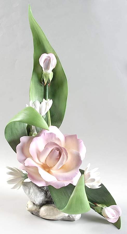 Flower Sculptures Peach Rose With Daisies - No Box by Boehm-1