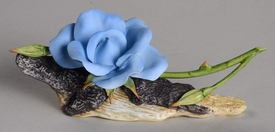 Flower Sculptures Rainbow Rose Blue  - No Box by Boehm-1