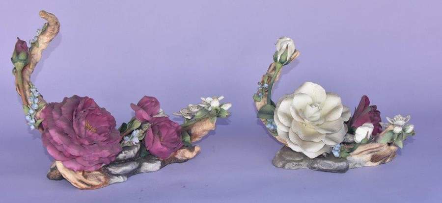 Flower Sculptures Prince Charles & Lady Diana Centrepiece - No Box by Boehm-1
