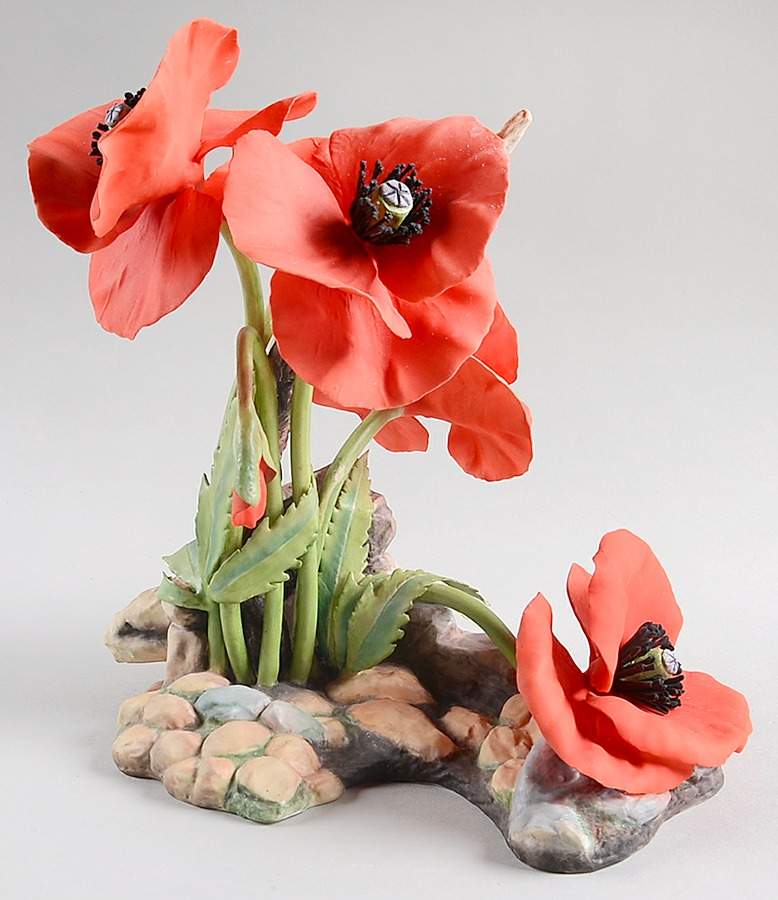 Flower Sculptures Red Poppies - No Box by Boehm-1