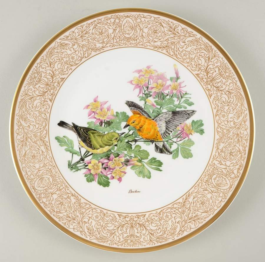 Woodland Birds of America Prothonotary Warbler-Gold Border - Boxed by Boehm-1
