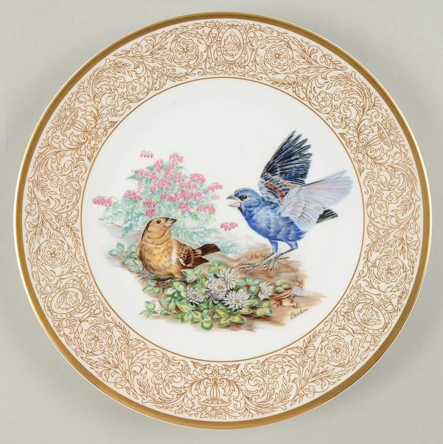 Woodland Birds of America Blue Grosbeak-Gold Border - Boxed by Boehm-1