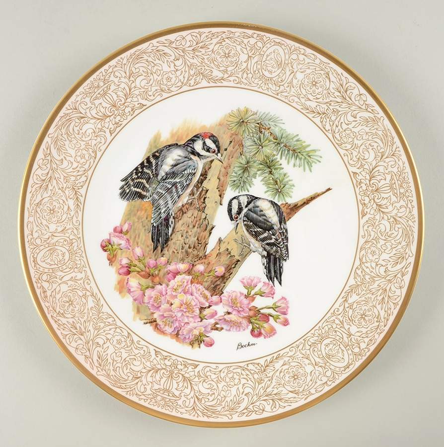 Woodland Birds of America Downy Woodpecker-Gold Border - No Box by Boehm-1