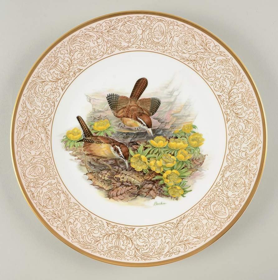 Woodland Birds of America Carolina Wren-Gold Border - Boxed by Boehm-1