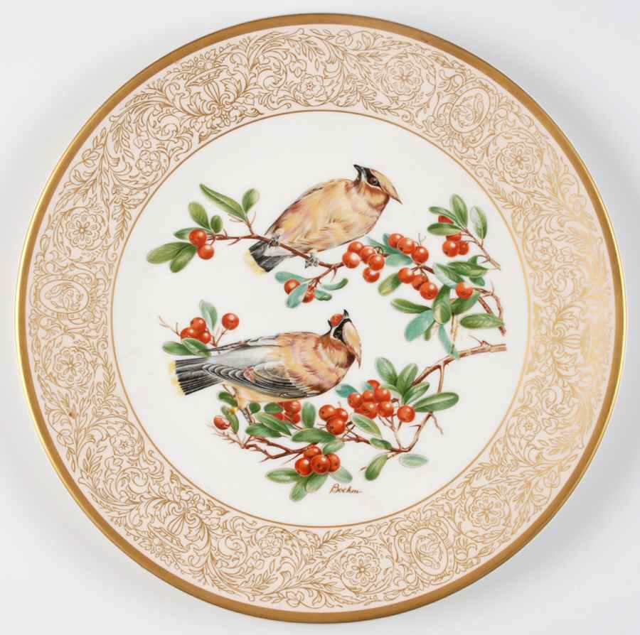 Woodland Birds of America Cedar Waxwing-Gold Border - Boxed by Boehm-1