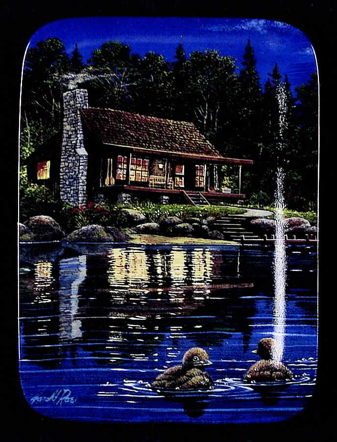 Reflection At Loon Landing Under The Light Of The Moon - No Box by Bradford Exchange-1