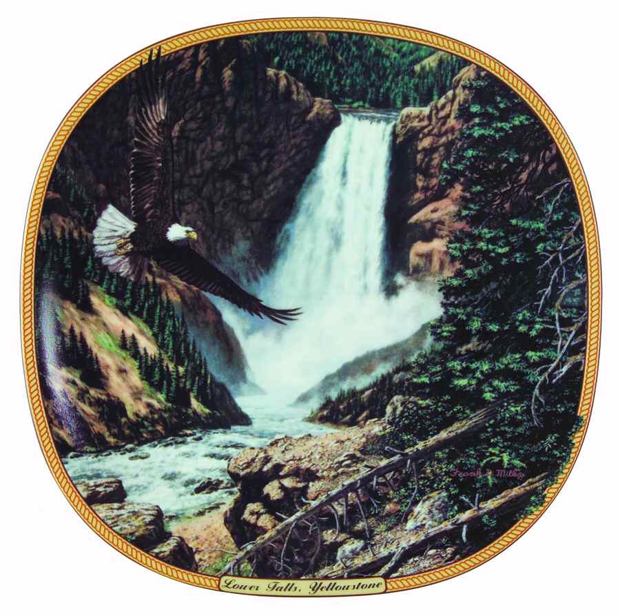Thundering Waters Lower Falls Yellowstone - No Box by Bradford Exchange-1