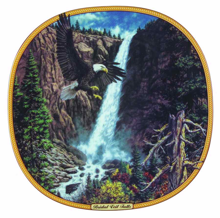 Thundering Waters Bridal Veil Falls - No Box by Bradford Exchange-1