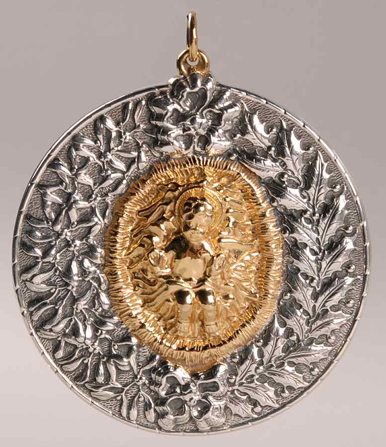 Christmas Ornament-Sterling Baby Jesus Medallion - Boxed by Buccellati-1