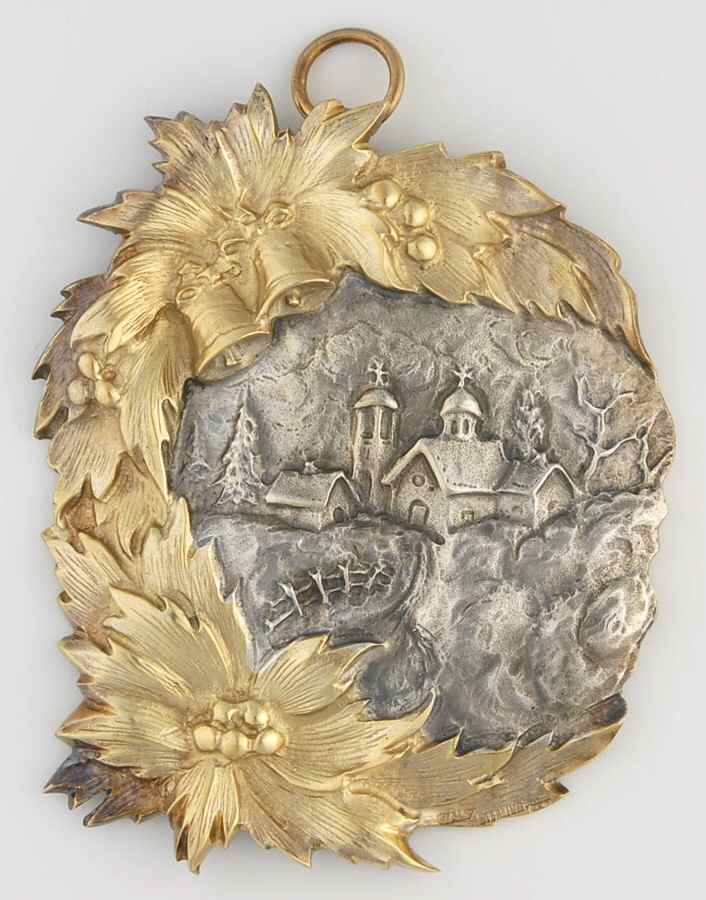 Christmas Ornament-Sterling Village Scene - With Box by Buccellati-1